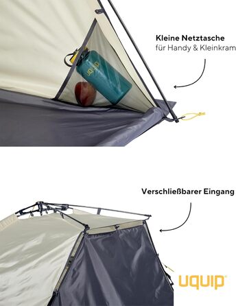 Пляжний намет Uquip Speedy XL Boulder 170 x 115 x 230 см Пляжний намет UPF 50 для захисту від сонця, вітру та дощу Портативний пляжний намет із системою швидкого складання Ідеально підходить для пляжу, кемпінгу та пікніків Sand XL