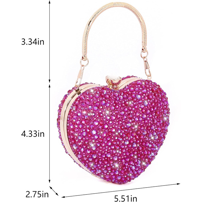 Клатч жіночий Серце, інкрустований стразами, міні-сумочка для вечірки, весілля або коктейлю, рожевий