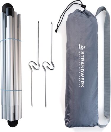 Пляжний намет преміум-класу з лайкри висувний сонцезахисний тент Оле з алюмінієвими стійками та наповнюваними піщаними анкерами 210 x 210 см