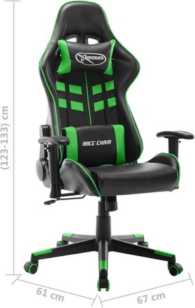 Ігрове крісло, офісне крісло, ігрове крісло, обертове крісло, письмове крісло, чорно-зелена штучна шкіра