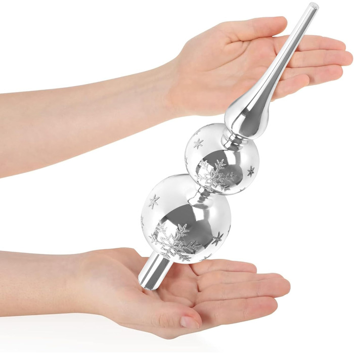 Срібна верхівка для ялинки 31 см ZZOUFI