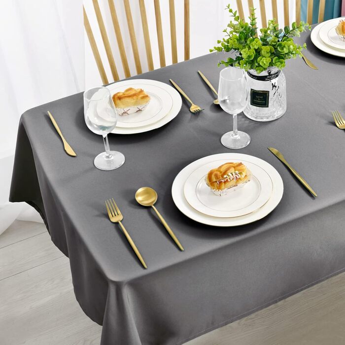 Світло-сіра скатертина 140x200 см Захист від плям Миється Миється водонепроникна скатертина Зовнішня скатертина для їдальні, саду,