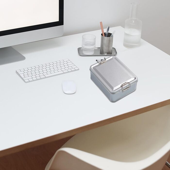 Металева коробка для зберігання прямокутна банка з білого металу з надійною кришкою, герметичні багатоцільові контейнери для кави, чаю, прикрас, цукерок, шоколаду для кухні, комори, сріблястого кольору