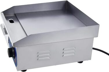 Електричний гриль, нержавіюча сталь, настільний гриль, професійний, 220 240 В, 1500 Вт, залізна пластина для гриля, гладка поверхня, захист від бризок (35,5 x 30 см)