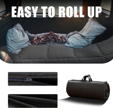 Портативний складаний матрац-футон MAXYOYO, гіпоалергенна тканина та матрац з ефектом пам&39яті з ручкою та блискавкою для гостьових караванів, критий кемпінг (вугільний, 90x190 см) темно-сірий 90 x 190 см