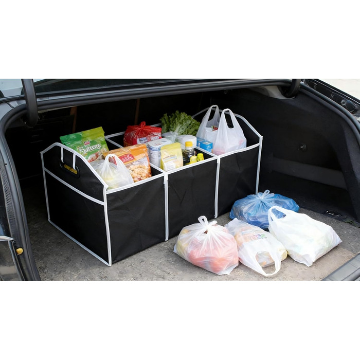 Органайзер для багажника, складаний контейнер для зберігання з 3 відділеннями, великої місткості, портативна сумка для багажника