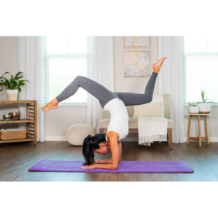 Гімнастичний килимок/килимок для йоги diMio Comfort розміром 185x60x1 см, 185x60x1,5 см, 185x90x1,5 см, 200x100x2 см з ремінцем для перенесення, без фталатів протестовано SGS, колір Urban Grey 185 x 60 x 1,5 см