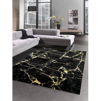 Килим для вітальні сучасний килим для вітальні мармуровий вигляд чорне золото розмір 240 x 340 см