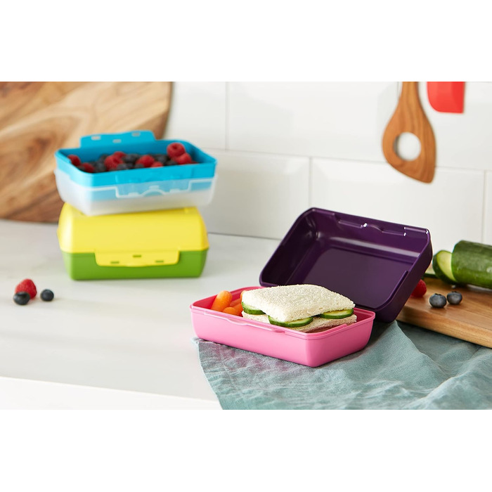 Набір контейнерів Emsa Clipboxen Variabolo 3 шт. (6 напів-контейнерів) Змінні комбінації Безпечно мити в посудомийній машині Ідеально для дітей, барвисті Розміри 15 x 3,5 x 10 см, 16 x 11 x 14 см