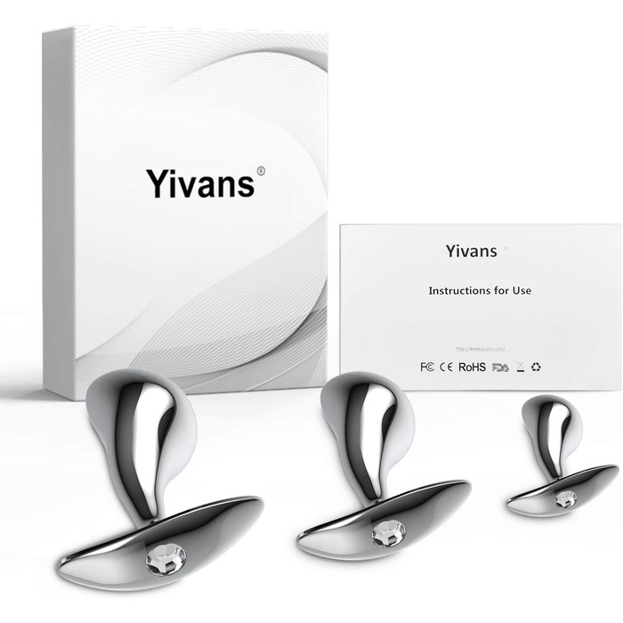 Набір металевих анальних пробок Yivans, Ø24 мм, 29 мм, 36 мм,з кристалом, 3 шт.