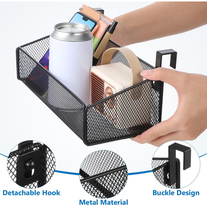 Металевий підвісний кошик для зберігання біля ліжка, міцний кошик для зберігання з гачками, економія місця для дому, школи та гуртожитку