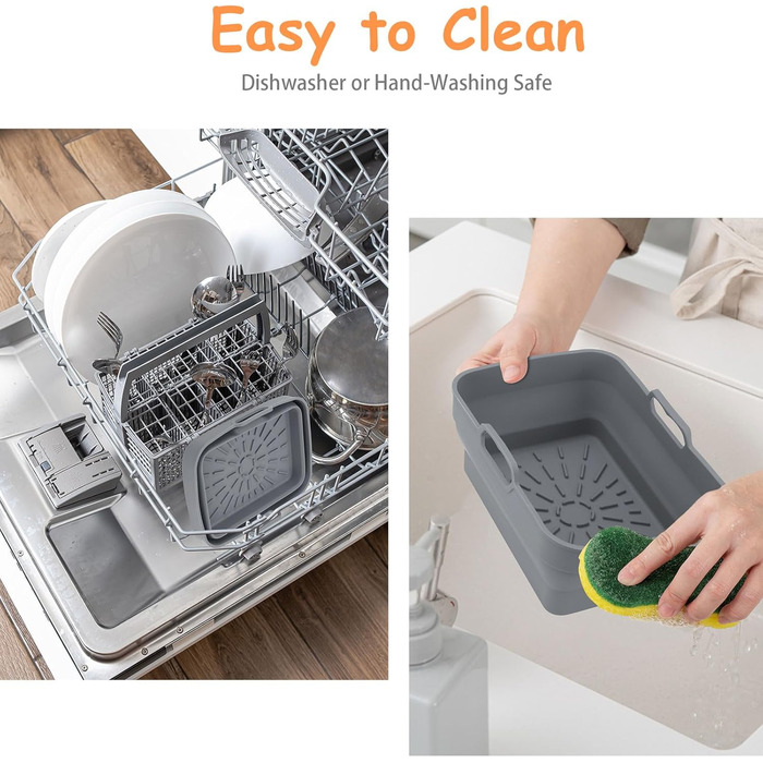 Аксесуари для фритюрниці ddLUCK Силіконова фритюрниця, складні силіконові форми для Ninja Foodi AF400EU/SL400EU/Cookwise/Princess і всі 7.6-9.5 л фритюрниці Dual Zone з магнітною кулінарною книгою (сірий, 2 шт. )