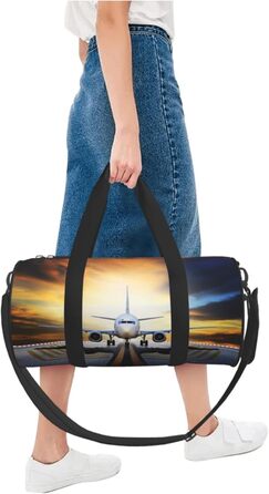 Спортивна сумка, дорожня сумка, рюкзак, з авіаційним принтом, сумка для подорожей на ніч, чорна, універсальний розмір, дорожня сумка