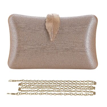 Клатч жіночий вечірній, сумочка з блискітками, ланцюжок, золотистий колір. Сумка на плече та через плече з застібкою-листом для коктейльної вечірки, балу, танців.
