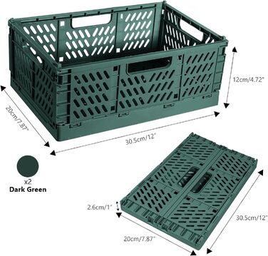 Набір складаних ящиків Bocguy з 4 предметів, міцні пластикові складні коробки, складні кошики для зберігання, штабелювані складні ящики для зберігання на кухні, в спальні, кабінеті, офісі, саду (30,5 * 20 см * 12 см) M - 30 * 20 * 12 см 4 кольори