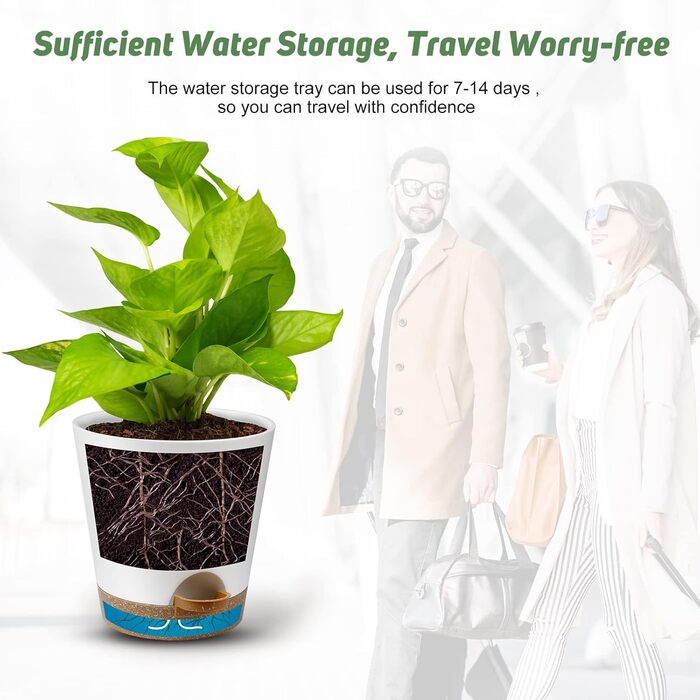 Горщики для кімнатних квітів YNNICO, 20,3 см, 16,5 см, 14,9 см, самополиваючі кашпо з дренажними отворами та блюдцями, кімнатні та