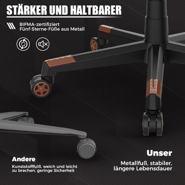 Ігрове крісло LUCKRACER, ергономічне офісне крісло з підставкою для ніг, регульованим поперековим відділом хребта та підголівником, м&39яке ігрове крісло, вантажопідйомність 150 кг, коричневий колір