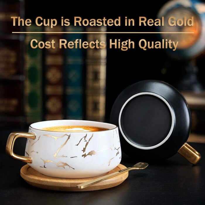 И Чашки для капучино з блюдцем, мармурова чашка, 300 мл порцелянові чашки для еспресо для чаю, кави, капучино, кавові чашки з дере