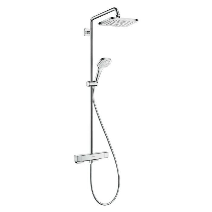 Душова система hansgrohe Croma E з термостатом, тропічним душем (280 x 170 мм), ручною лійкою (3 режими), шлангом та квадратною головною лійкою (1 режим), хром, 27630000