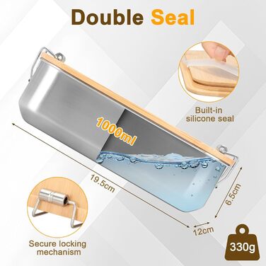 Ланчбокс Cozary з нержавіючої сталі, 1000 мл, для дорослих, з роздільниками, без BPA, герметичний бento-бокс з ущільнювачем для роботи, школи та пікніків