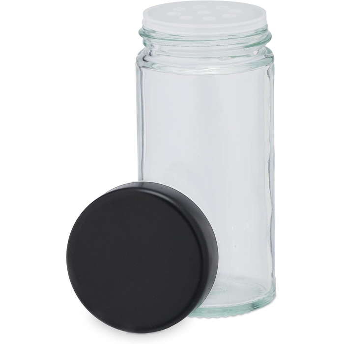 Карусель для спецій Relaxdays з 20 баночками для спецій, включаючи вставку-шейкер, обертова, багаторазова підставка для спецій для кухні, чорна