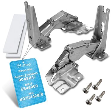 Петлі для холодильника DL-pro (2 шт.), сумісні з Bosch, Siemens, Miele, Neff, AEG, Electrolux (481147, 5546050, 407131425/8) - запчастини для вбудованих холодильників/морозильників