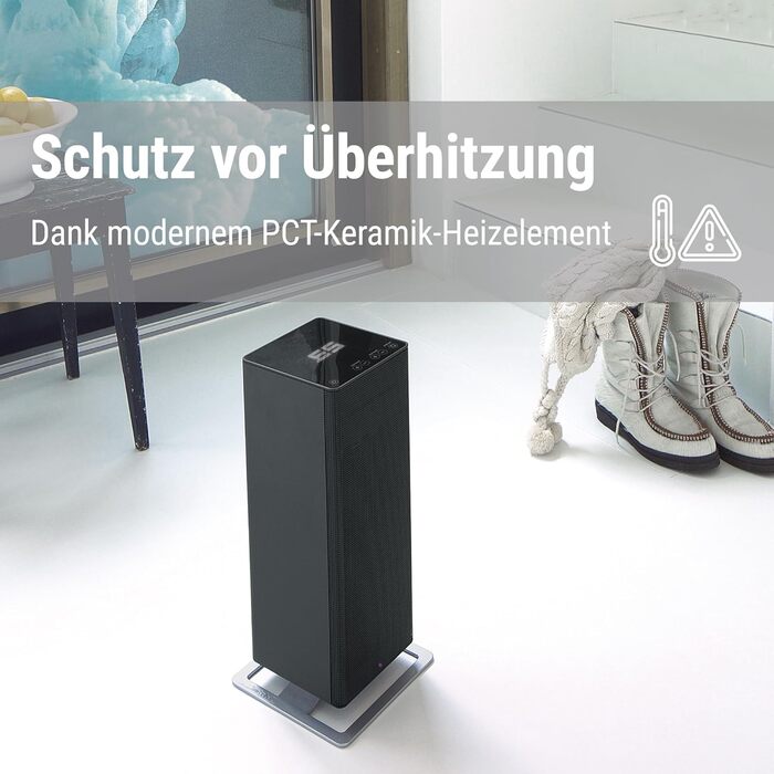 Великий вентилятор-обігрівач Stadler Form Anna з контролем температури, 8 режимами нагріву (300-200 Вт), захистом від перекидання та автоматичним режимом, білий