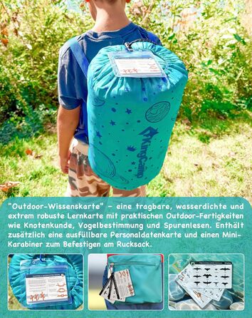 Дитячий фланелевий спальний мішок KingCamp, легкий, водонепроникний та компактний, зимовий спальний мішок, 4-сезонний спальний мішок-ковдра, аксесуар для кемпінгу, підходить для дітей зростом до 140 см, комфорт 7C, блакитне регулювання довжини