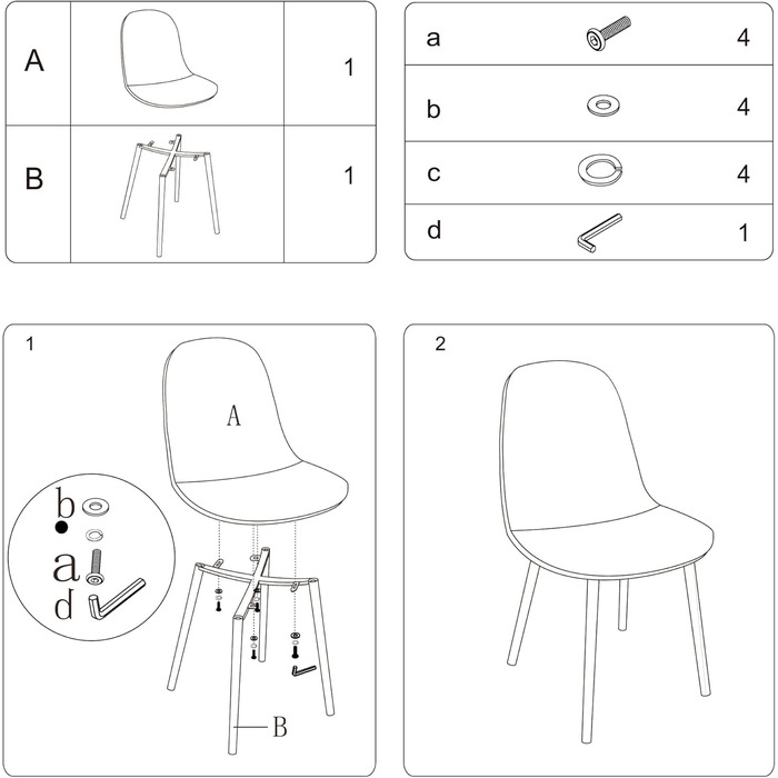 Набір із 4 обідніх стільців CangLong у ретро-стилі з м&39якою оббивкою для кухні та їдальні, сучасний тканинний обідній стілець з металевими ніжками, сірий