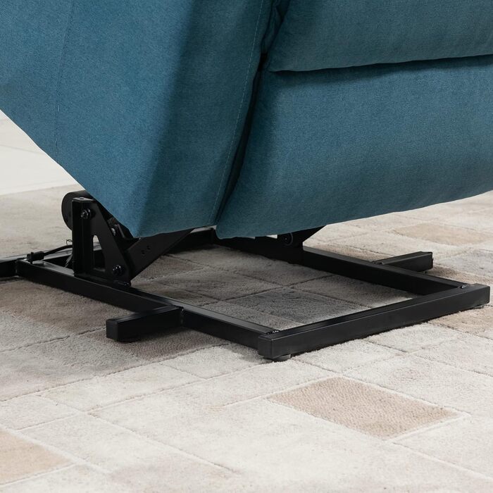 Електричне крісло-реклайнер HOMCOM з підйомником, розкладне крісло з пультом дистанційного керування, бічна кишеня, пружинна основа з кишеньковим механізмом, лляний вигляд, синій, без функції масажу