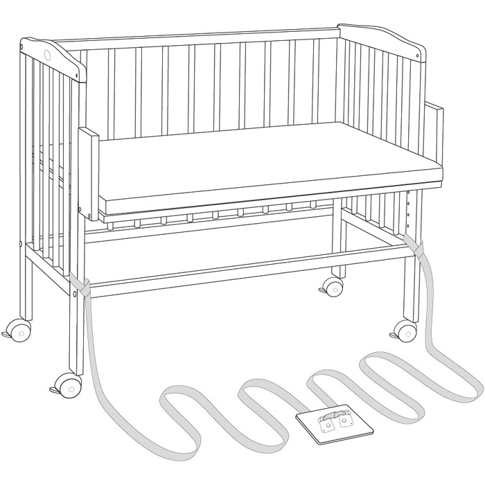 Дитяче ліжечко Waldin з матрацом та тканиною, регульована висота, велика спальна зона 90x55 см, біле лаковане, колір зірки/сіре дерево