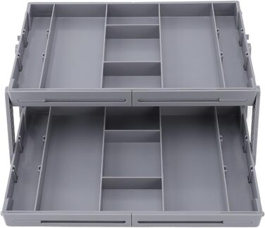 Органайзер для косметики, складаний контейнер різних розмірів, розширюваний настільний лоток для ювелірних виробів, канцелярського приладдя, аксесуарів для волосся, пластиковий (2 яруси) для повсякденного використання