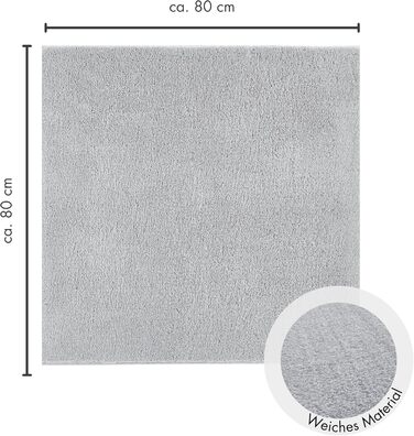 М&39який килимок для ванної кімнати andiamo Arezzo - нековзний килимок для ванної, можна прати в пральній машині та він довговічний, абсорбуючий килимок для ванної та душу, 80 x 80 см, сірий 80 x 80 см (квадратний) сірий