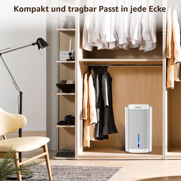 Осушувач повітря, електричний осушувач повітря, 1,1 л/т (2,5 л), кімнатний осушувач повітря до 30 дБ для квартири, ванної кімнати,