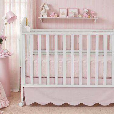 Бавовняна спідниця для ліжечка Brandream з гребінчастим краєм, для хлопчика та дівчинки, гендерно нейтральна спідниця для ліжечка, спідниця для малюків у фермерському стилі, шикарна, бохо, однотонне рожеве