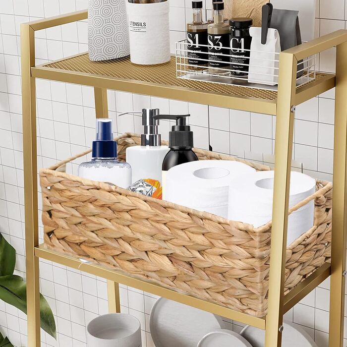 Плетений кошик для зберігання OUTBROS, набір з 2 шт. , плетені кошики з ротанга, декоративна скринька для зберігання, кошики-органайзери для полиць, кошики для зберігання, кошики для полиць, водяний гіацинт