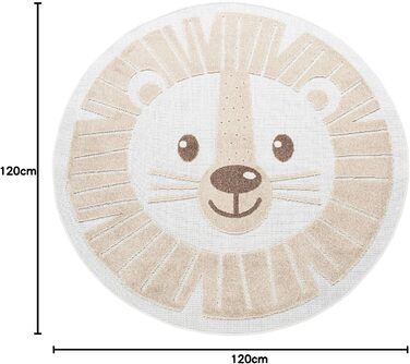Дитячий килимок Дитяча кімната Килимок для вулиці Круглий ігровий килимок Сучасний 3D ефект, Розмір Ø 120 см Круглий, Колір Бежеви