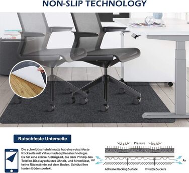Захисний килимок для підлоги Килимок для офісного крісла 90 x 140 см Тверда підлога Покращена версія - Універсальний килимок для домашнього використання (чорний, 140x90 см) Чорний 140x90 см