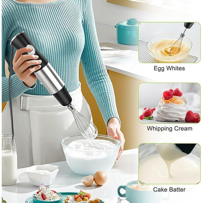 Набір ручних блендерів NWOUIIAY 1200 Вт 6 в 1 Ручний блендер Ручний блендер Електричний відповідний подрібнювач, блендер для подрібнення, подрібнення, перемішування, змішування та подрібнення льоду