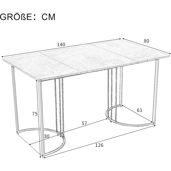 Обідній стіл Merax 140x80 см, прямокутний обідній стіл з мармуровим візерунком, для 4-6 осіб, металевий каркас, регульовані ніжки столу, підходить для ресторану, вітальні, кухні, холу, білий/чорний 03/білийчорний 140 x 80 см