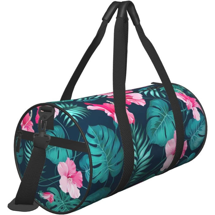 Гавайська дорожня сумка з рожевою квіткою, кругла форма, великий об'єм, легка та міцна, ідеальний подарунок для піших прогулянок, відпустки, ділових поїздок та іншого, Гавайська рожева квітка, універсальний розмір
