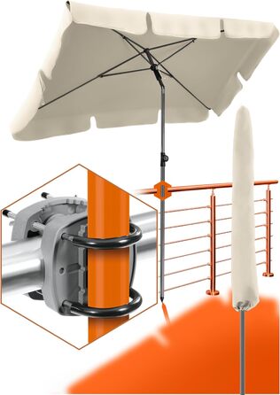 Парасолька від сонця 4smile Parasol Balcony 200x125 см прямокутна із захистом від ультрафіолету UPF 50  із захисним чохлом в комплекті бежевий