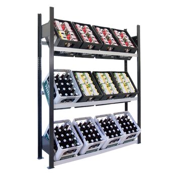 Стелаж для напоїв SCHULTE Regalwelt до 12 ящиків, 180x136x30 см (ВxШxГ), вантажопідйомність на полицю 60 кг, чорно-сріблястий