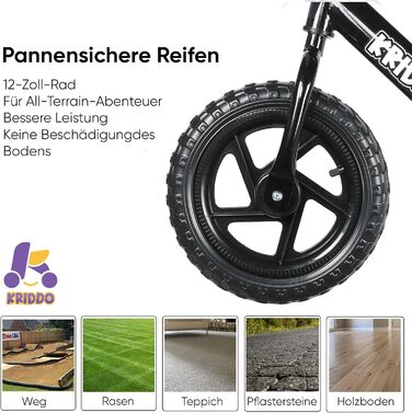 Велосипед-балансир KRIDDO для малюків 2 роки, вік від 18 місяців до 5 років, 12-дюймовий штовхач з індивідуальною табличкою (3 наб