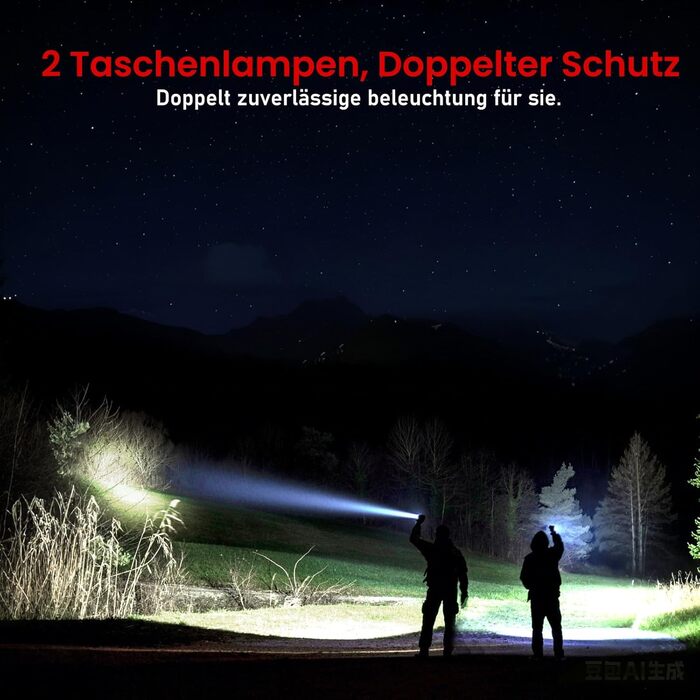 Акумуляторний світлодіодний ліхтарик Shadowhawk (2 шт.) Тактичний ліхтарик (2 перемикачі) 500 000 люменів надзвичайно яскравий, дальність до 1000 м, 12 годин роботи для кемпінгу/природи/походів, регульована яскравість, чорний