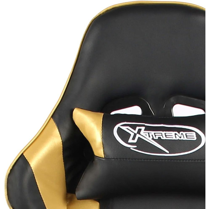 Геймерське крісло з підставкою для ніг, обертове, золотистий ПВХ