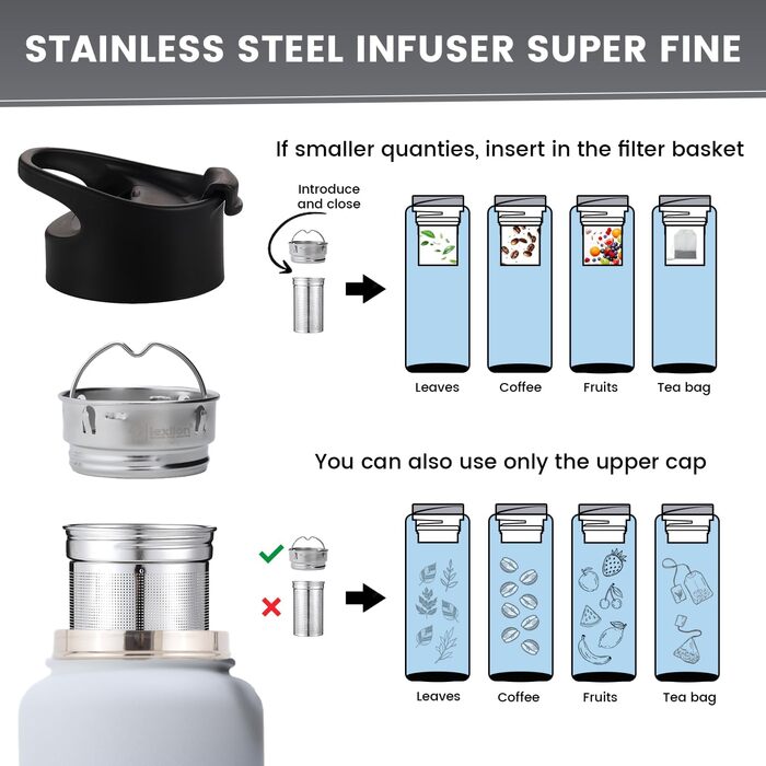 Ізольована пляшка для води з нержавіючої сталі Lexlion для спорту, 900 мл, металева пляшка, сучасний вакуумний термос з трьома сті