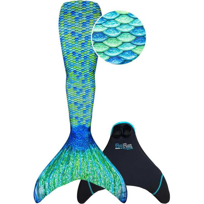 Моноласти Fin Fun Mermaid Tail для дітей віком від 14 років з посиленими кінчиками - моноласти, включаючи хвіст русалки, оригінальної якості Aussie Green Youth L