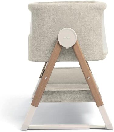 Ліжечко-тумбочка Mamas & Papas Lua, знімний кошик, відкидні боковини, матрац у комплекті, 0-6 місяців, колір бежевий