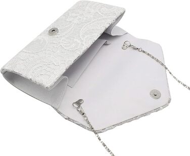 Клатч з мереживною накладкою, жіночий клатч, квітковий візерунок, мереживо, елегантна сумочка для вечірок та весіль 01 Білий